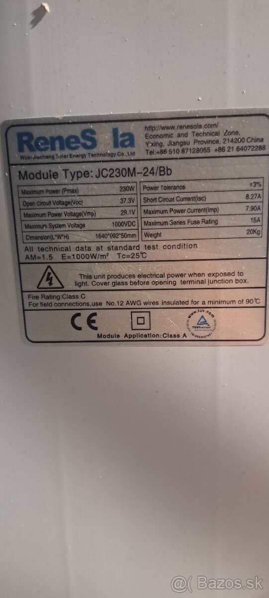 Solárny panel RENESOLA 230W - 3