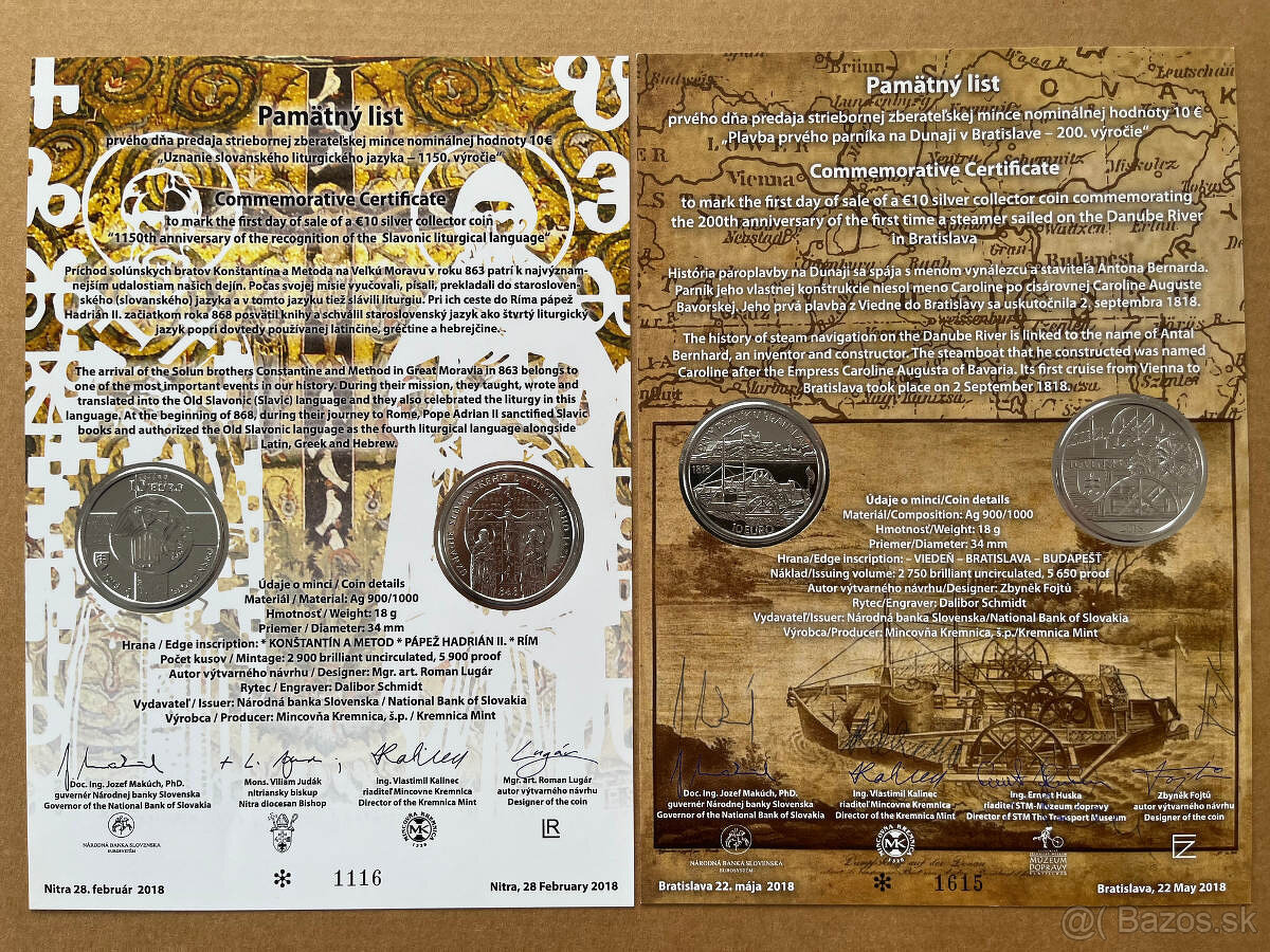 Predám pamätné listy k SK euro minciam - 3