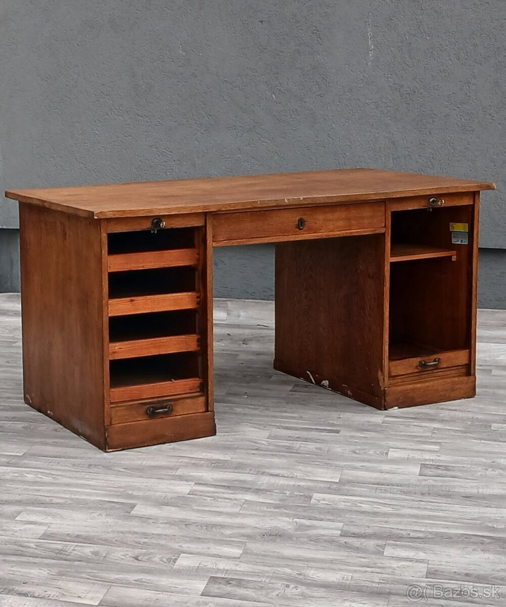 Stôl písací starožitný roletový. - 3