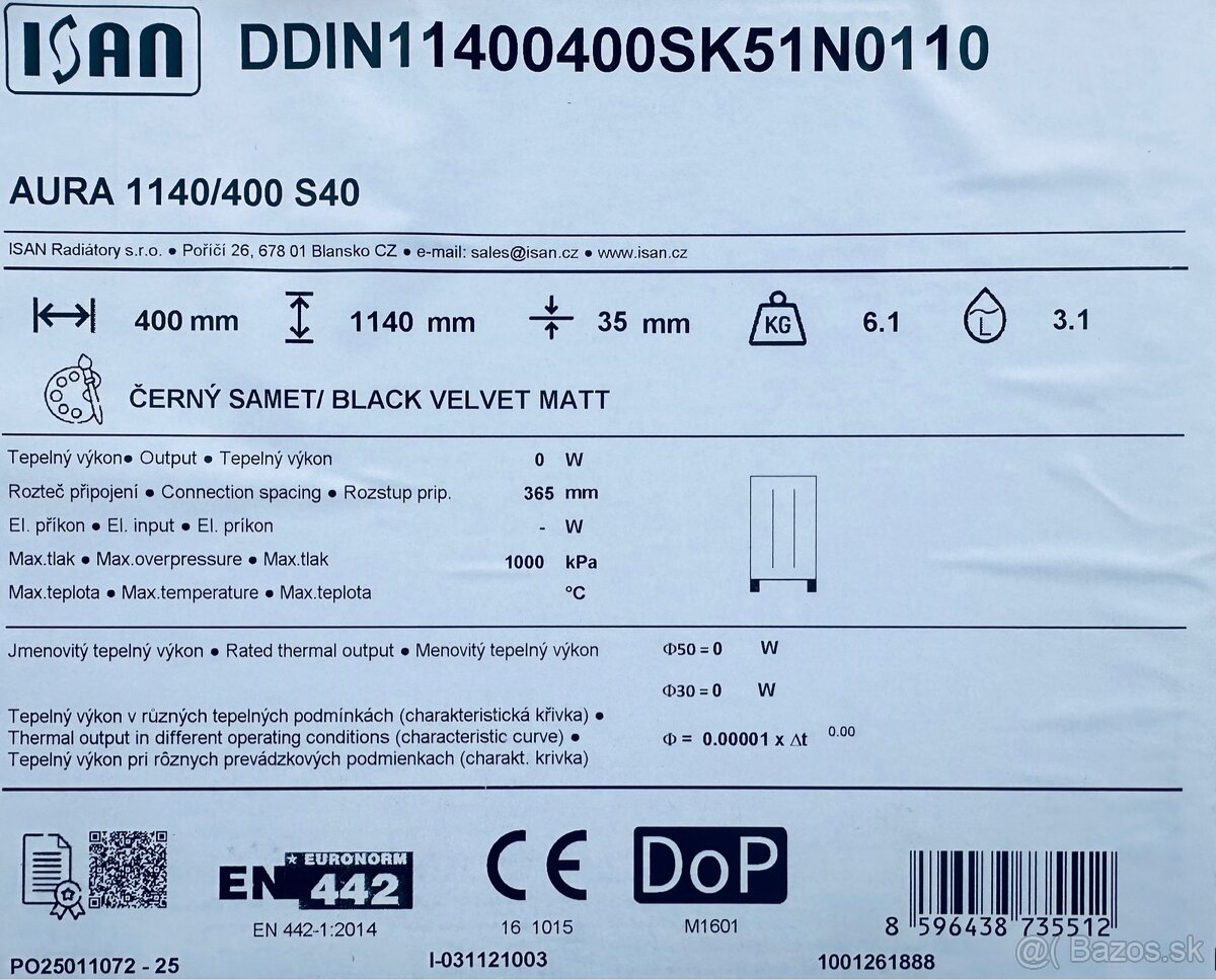 Radiátor AURA 1140/400 S40 úplne nový - 3