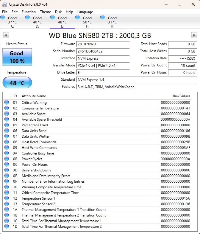 Western Digital Blue SN580 2TB, M.2 2280, NVMe (nepoužité) - 3