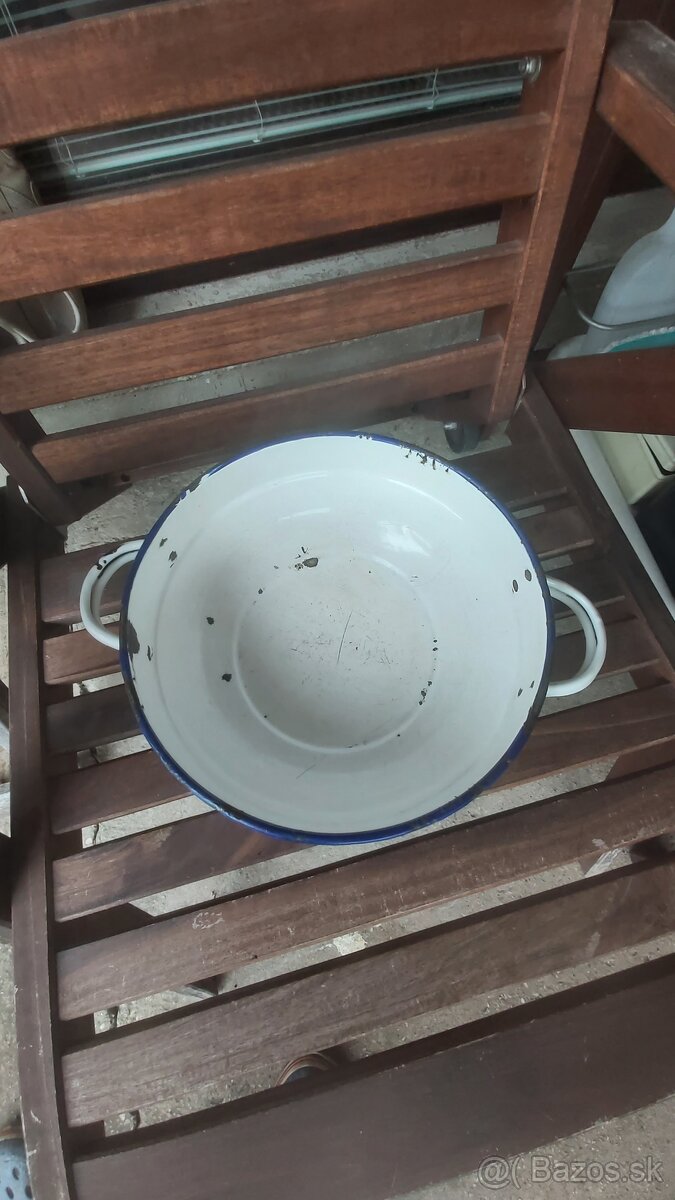 Retro stará zdobená smaltovaná misa s uškami - ČSSR - 3