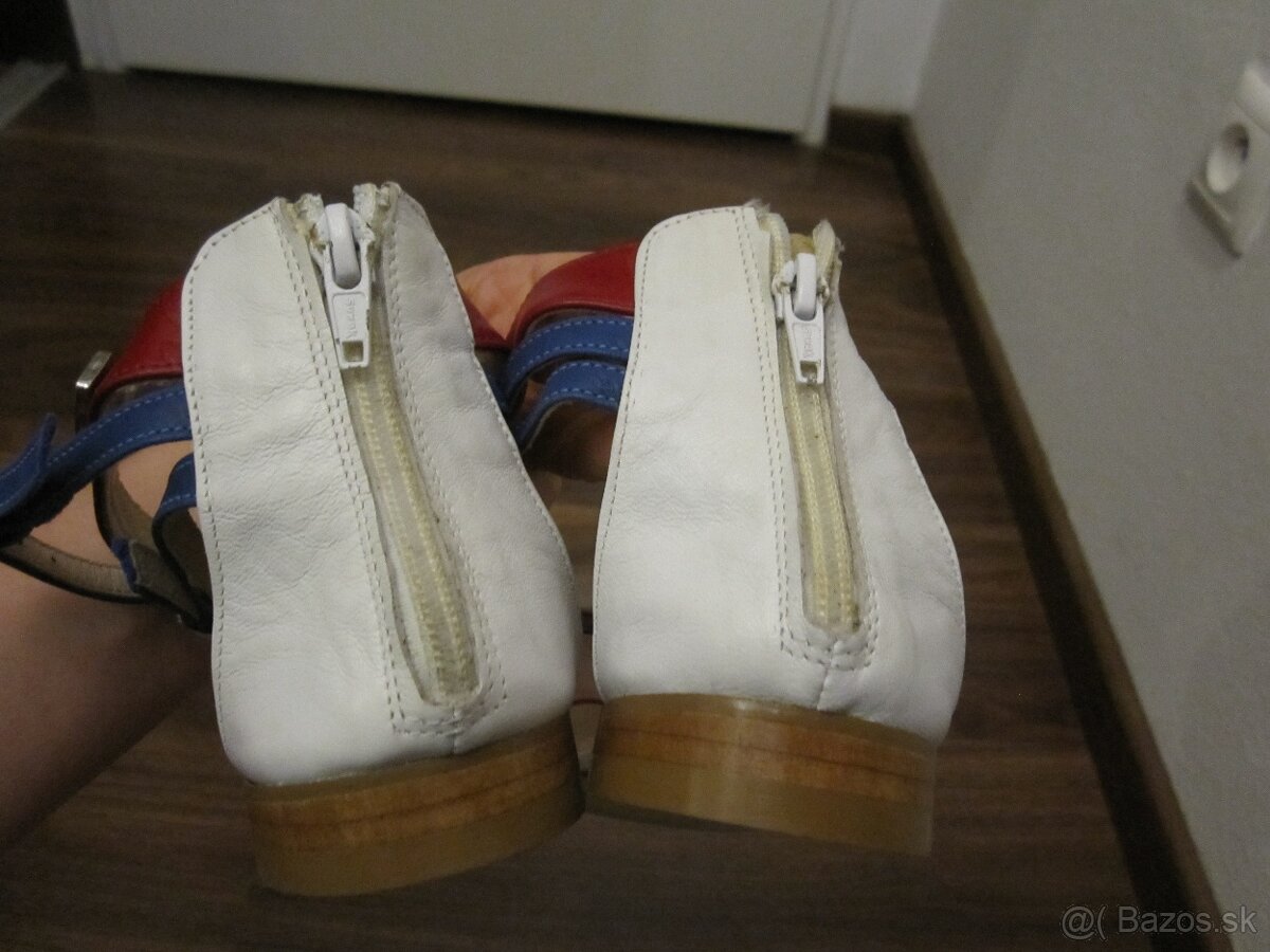 Kozene sandale bielo-modro-cervene - 3