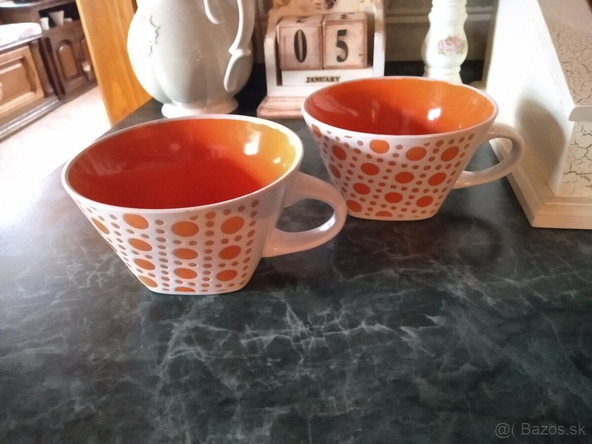 šálky oranžová bodka - 3