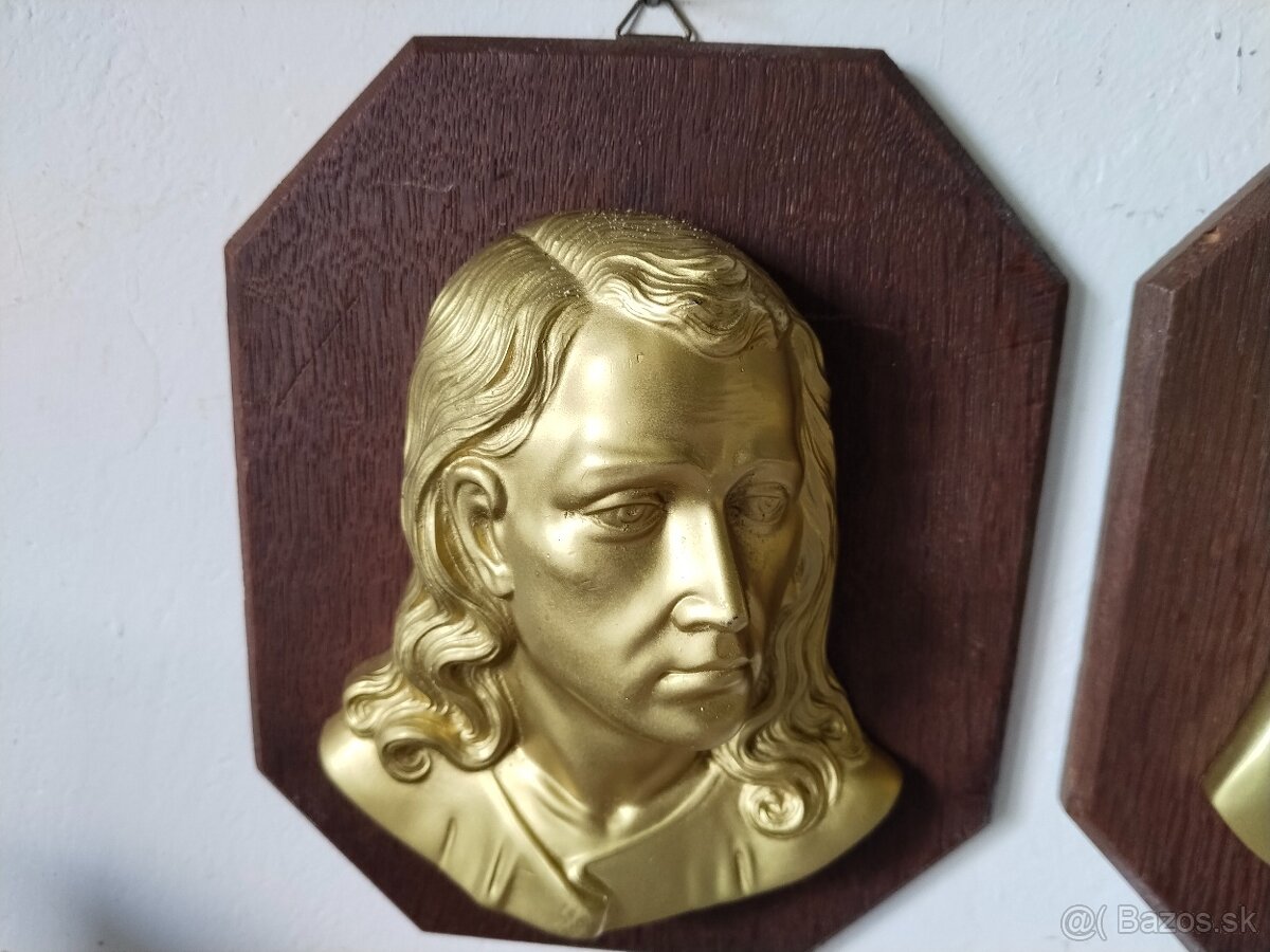 Kristus a Madonna mosazný reliéf - 3