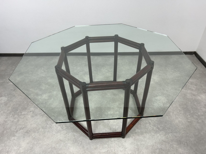Dizajnový bambusový octagonal jedálenský stôl + 5ks stoličie - 3