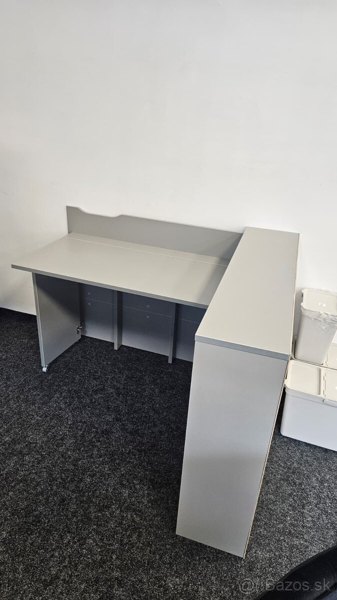 Písací stôl WORK CONCEPT - ľavá, sivá - 3