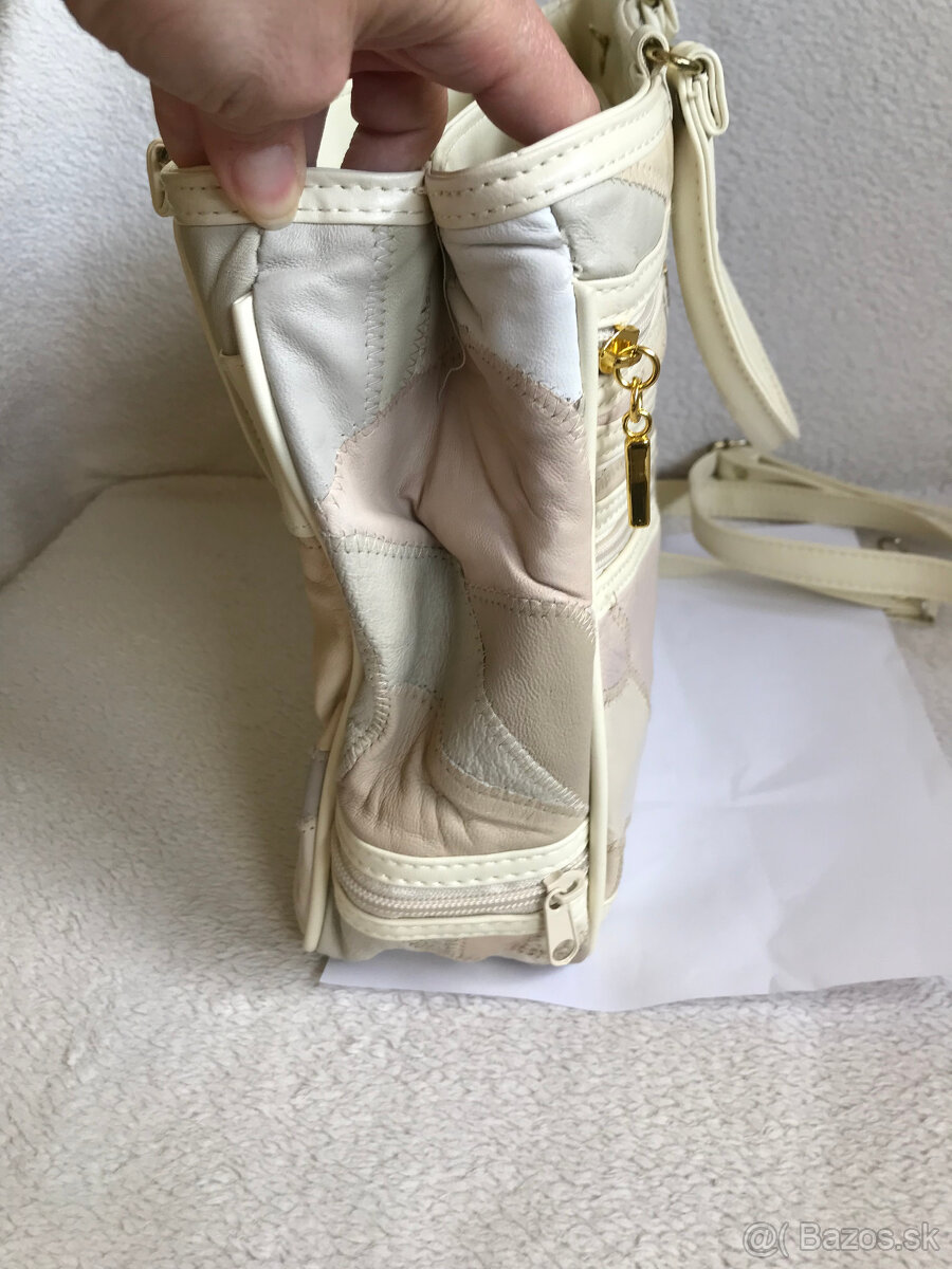 Béžová "patchwork" kabelka, do ruky/na plece - 3