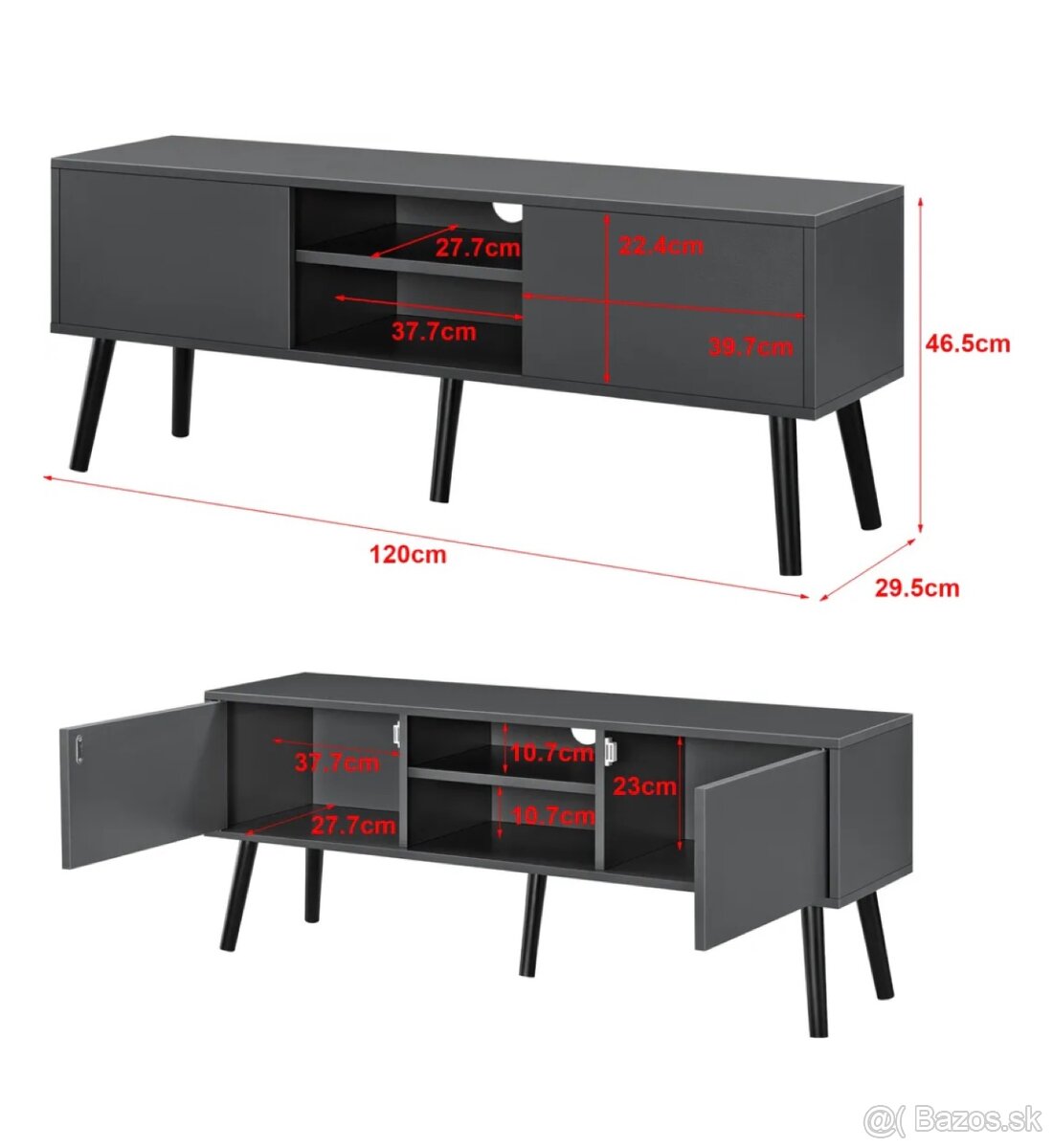 Tv stolik antracit + čierne nožičky - 3