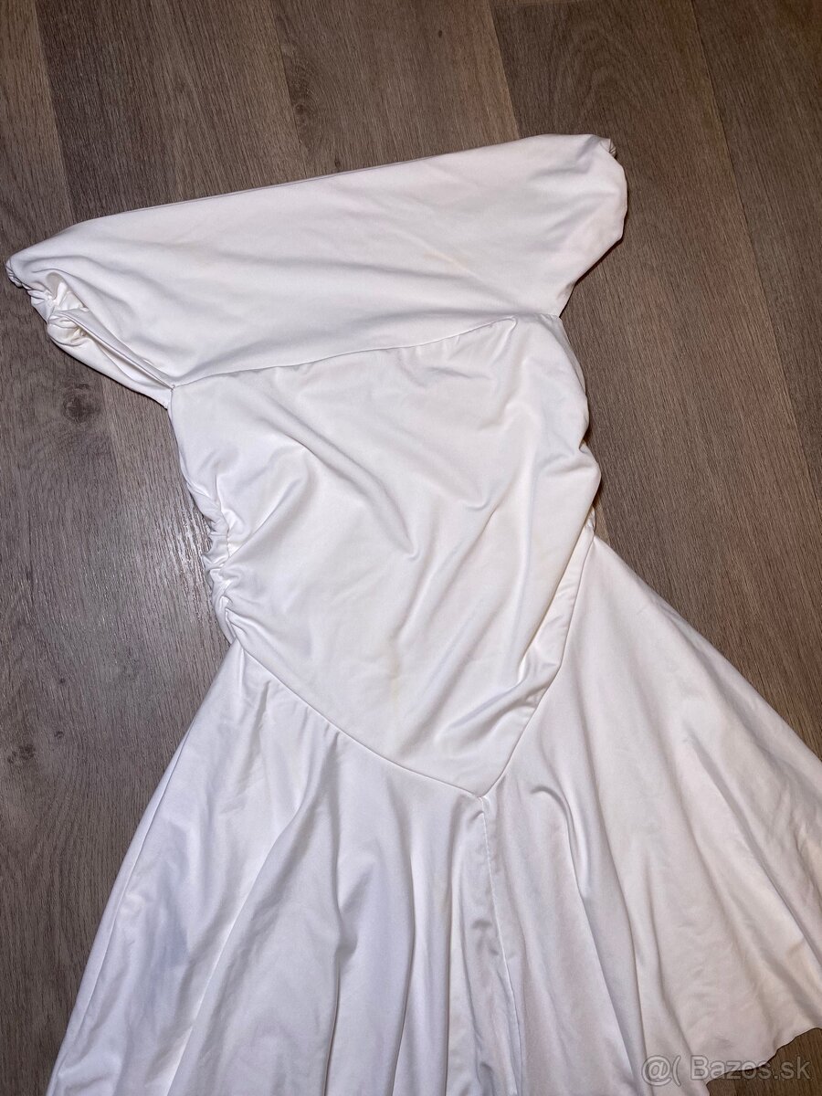Dámske biele šaty s odhalenými ramenami, veľkosť XS - 3