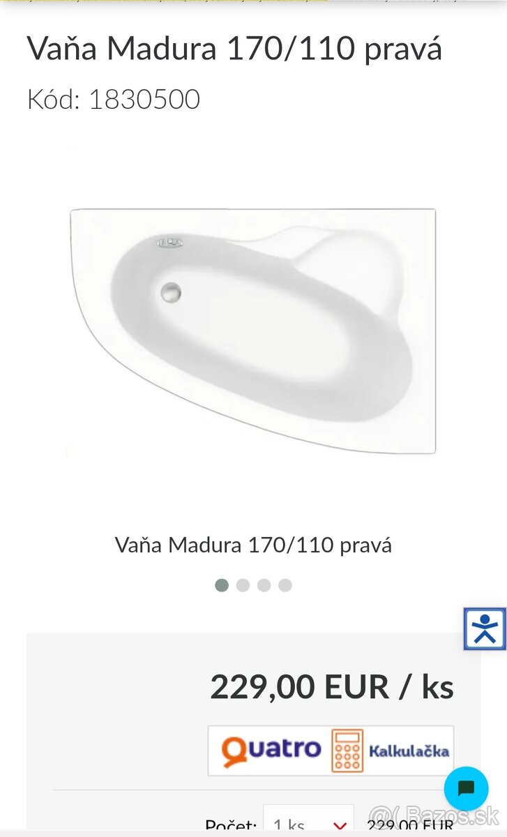 Vaňa Madura 170/110 pravá + nohy+sifón+zástena - 3