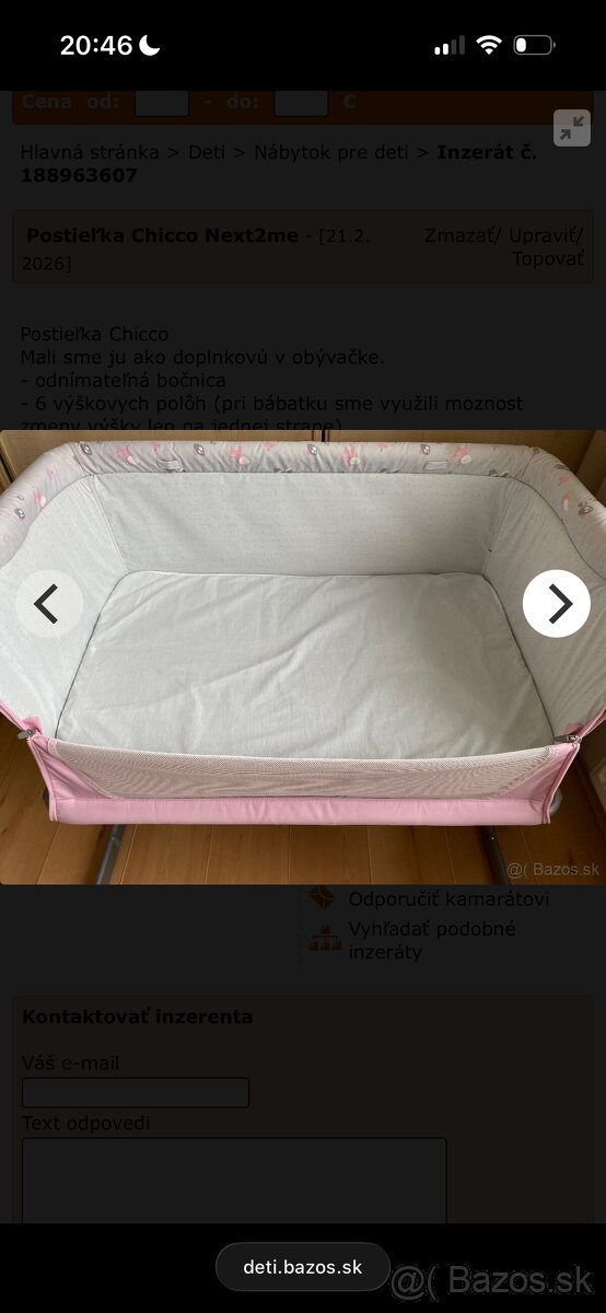 Chicco prenosna postielka next to me - 3