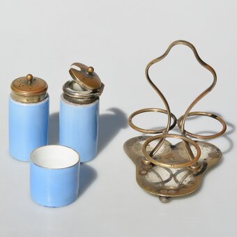 Starožitná porcelánová soľnička a korenička - 3