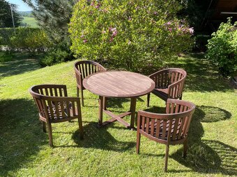 Zahradní stůl s křesílky – materiál teak - 3