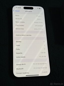 Predám Apple iPhone 15 PRO 128GB Natural Titán Stav Nového - 3