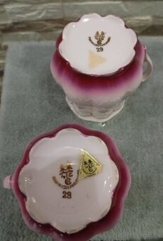 Růžový porcelán, 2 hrníčky bucláčky, Chodov - 3
