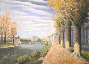 OBRAZ - Olejomaľba - R. Goyard - Výhľad na Seinu - 3