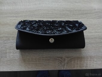 Večerná listová čierna kabelka - 3