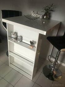 Barový stôl - biely lesk -top stav, pult predelovací.. - 3