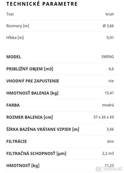 Uplne novy Bazen swing splash 3.66 x 0.91 - 3