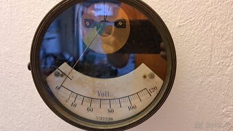 Velky starozitny voltmeter - meraci pristroj - 3
