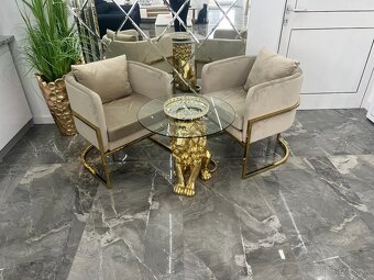 Kávový stolík newyorský zlatý Lev Premium 60x60x62 - 3