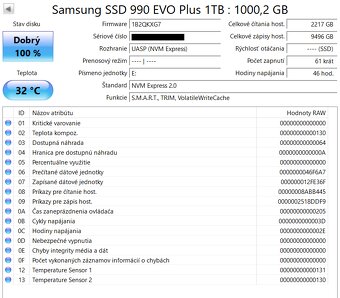 Predám M.2 NVMe SSD Samsung 990 EVO Plus 1TB - 3