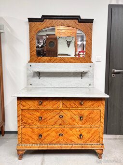 Secesná komoda s mramorom + stolíky - 3