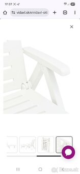 Skladacie záhradné ležadlo, plast, biele - 3