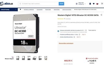 18TB Western Digital WD Ultrastar DC HC550 CMR, Záruka - 3