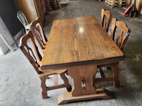 Dubový jídelní stůl + čtyři židle z masivu - 3
