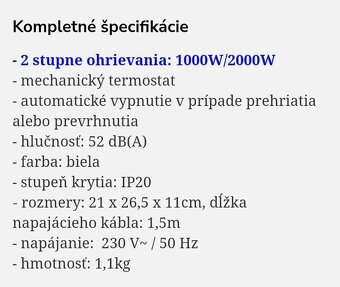 Ohrievač model VHS-3002F - 3