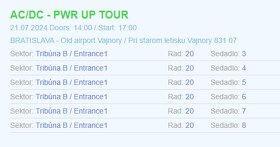 AC DC Bratislava Vajnory 21.7.2024 na sedenie 330€ - 3