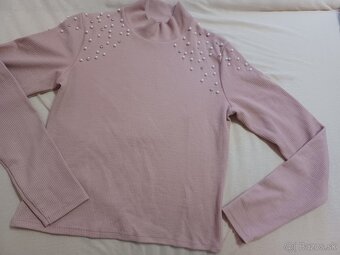 Ružový pulóver s perličkami, Bershka - 3