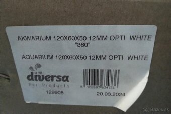 Predám nové OPTIWHITE akvárium 120×60×50 cm – hrúbka skla 12 - 3