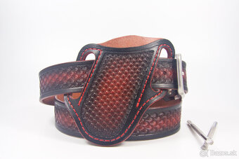 Kožený opasok Handmade + púzdro na nôž - 3