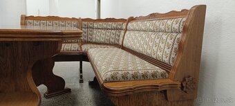 Rustikální jídelní kout, rohová lavice, stůl, křesla, židle - 3