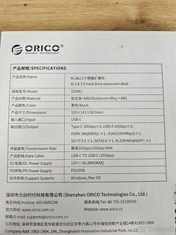 ORICO D35M2 – dokovacia stanica + externá skrinka pre disk - 3