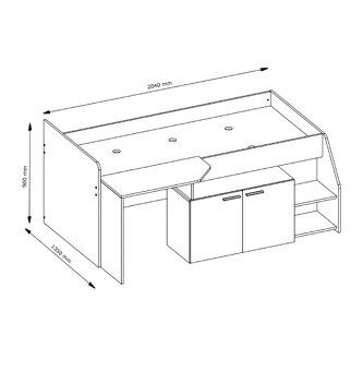 Multi posteľ 90x200 s písacím stolíkom a skrinkou - 3