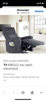 Luxusné TV kreslo s elektrickým polohovaním - 3