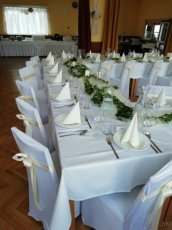 Biele spandexové svadobné návleky na stoličky, elastan - 3