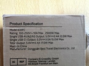 Cestovný adaptér, redukcia s USB - 3