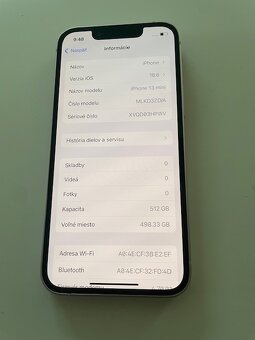 Krásny Iphone 13 mini 512GB 100 percent batéria - 3