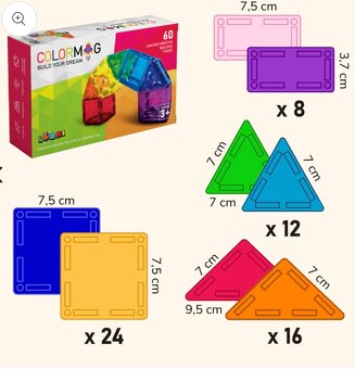 Magnetická stavebnica colormag 60 nová nerozbalena - 3