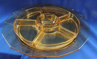 Podnos na servírovnie so 6 miskami cítrínové sklo - 3
