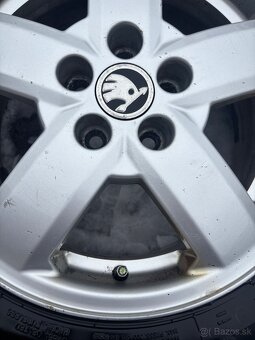 Originál hliníkové Alu disky + pneu R15 škoda 5x100 - 3