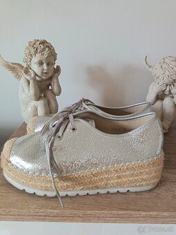 Strieborne espadrilky na platforme - 3