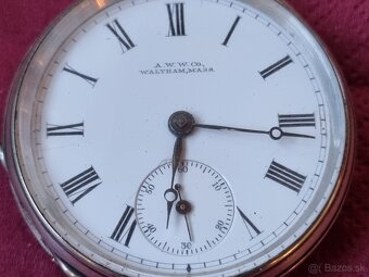 Strieborné, vreckové hodinky,Waltham. - 3