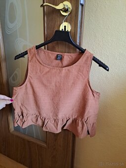 Letny hnedy top/bluzka s volanom - 3