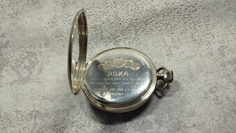 Starožitné pánské švýcarské kapesní STŘÍBRNÉ hodinky DOXA - 3